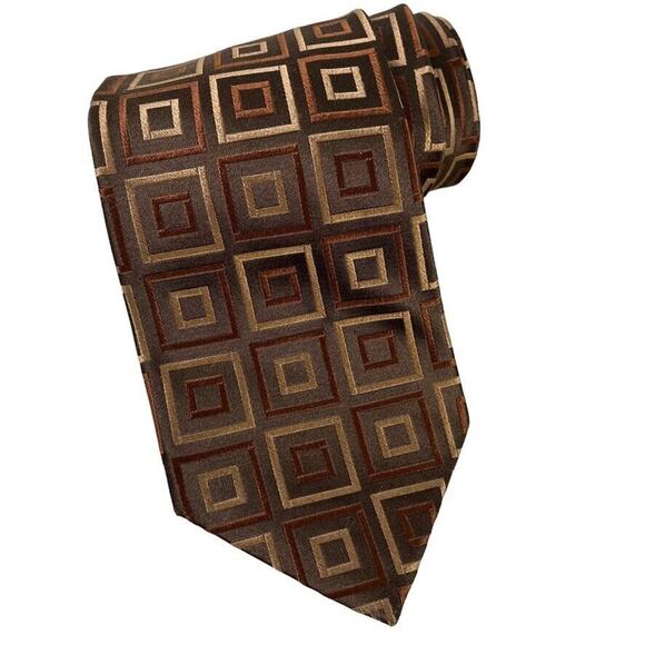 Jos A Bank Signature Collection Mens Italy Made Brown 100% Silk Tie Necktie - Picture 1 of 16